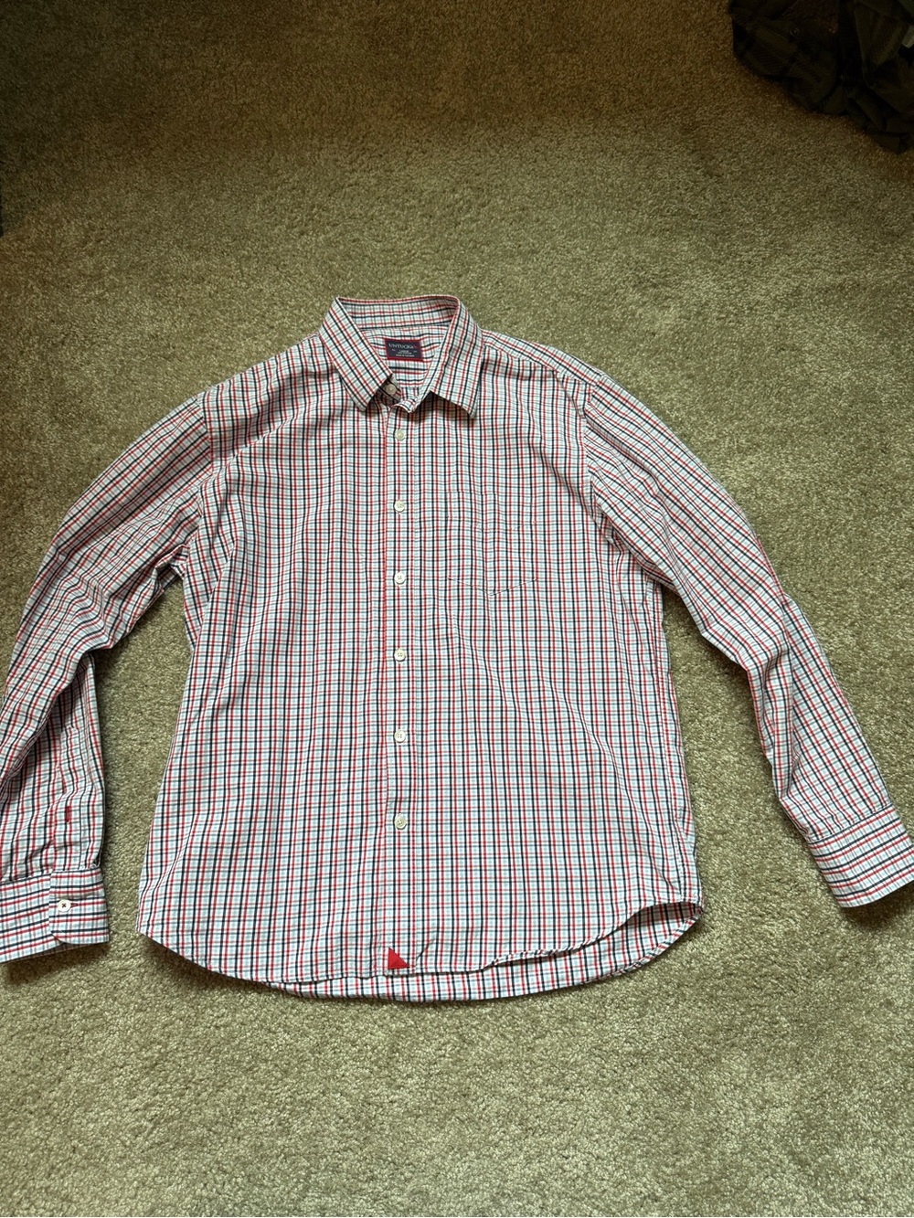 Men's UNTUCKit Red and White Checked Button-Down Shirt